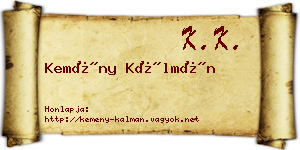 Kemény Kálmán névjegykártya